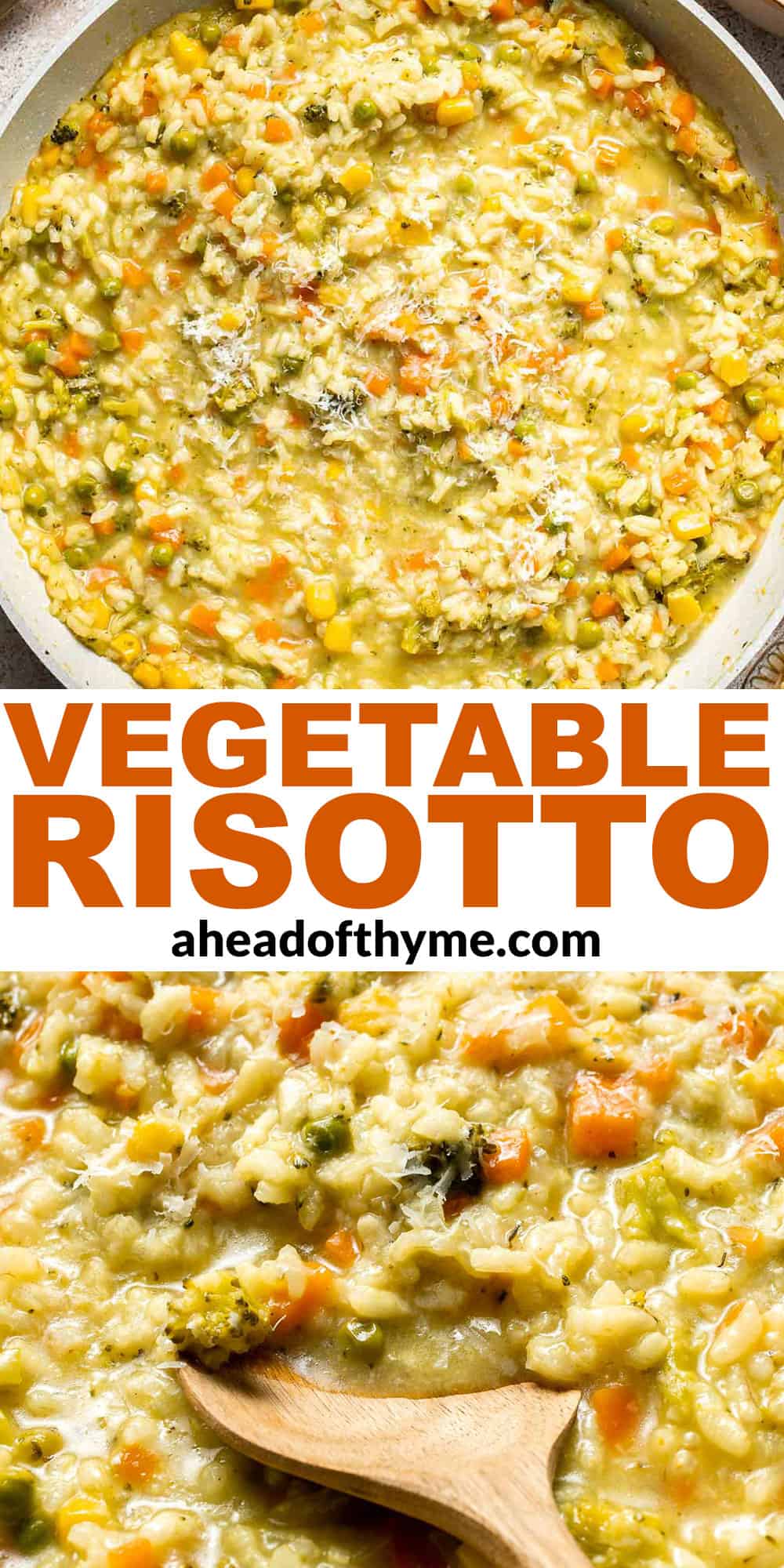 This Vegetable Risotto is rich and creamy, loaded with tender vegetables and arborio rice. It's fancy but totally approachable for weeknight dinner! | aheadofthyme.com