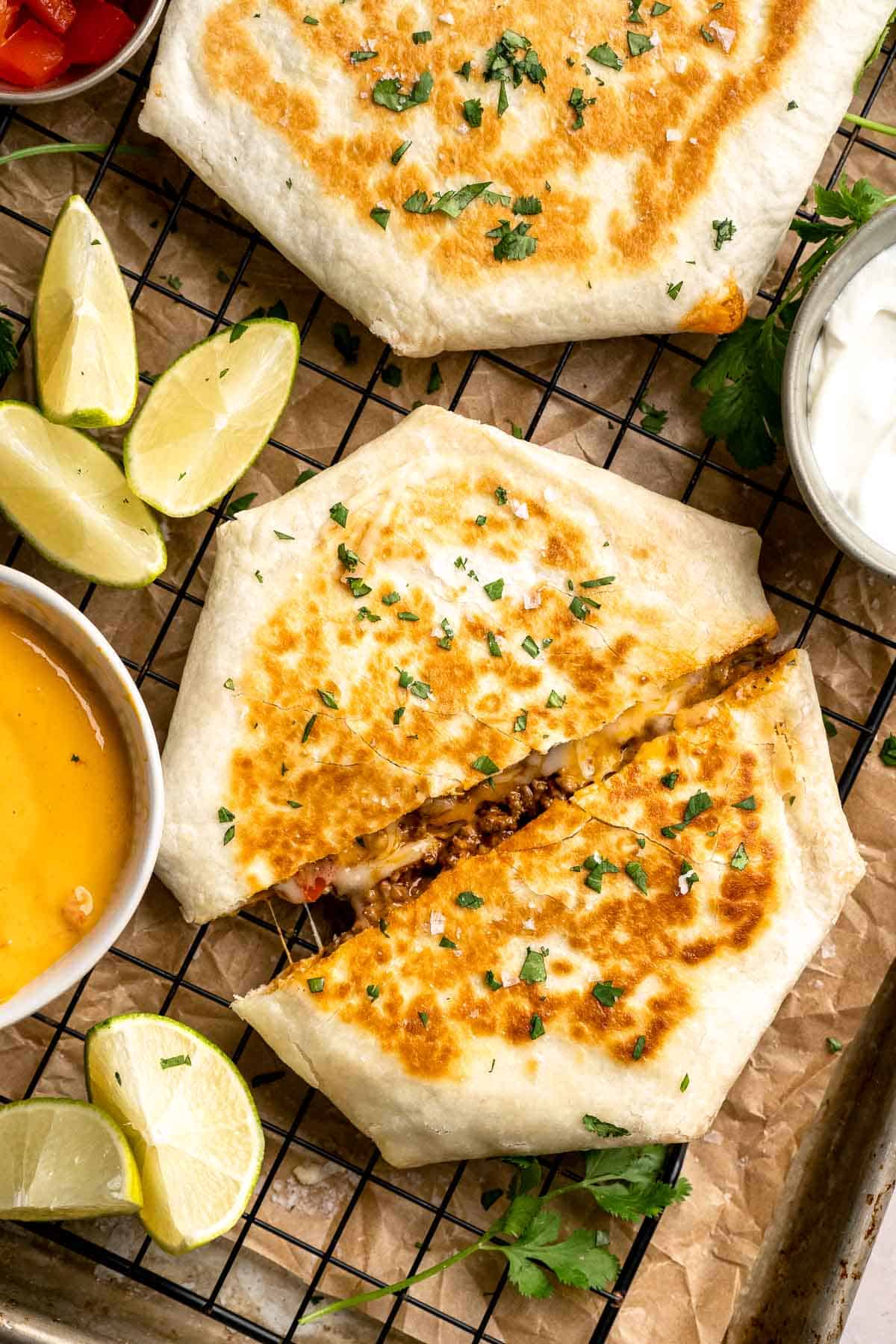 Homemade Crunchwrap is a crispy, cheesy, flavor-packed meal inspired by the fast-food favorite — only better! Easy to customize and freezer-friendly too. | aheadofthyme.com