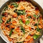 One Pot Pasta with Cherry Tomatoes (Meghan Markle Pasta) is a simple, creamy, and flavorful dish made in one pan for maximum flavor and minimal cleanup. | aheadofthyme.com