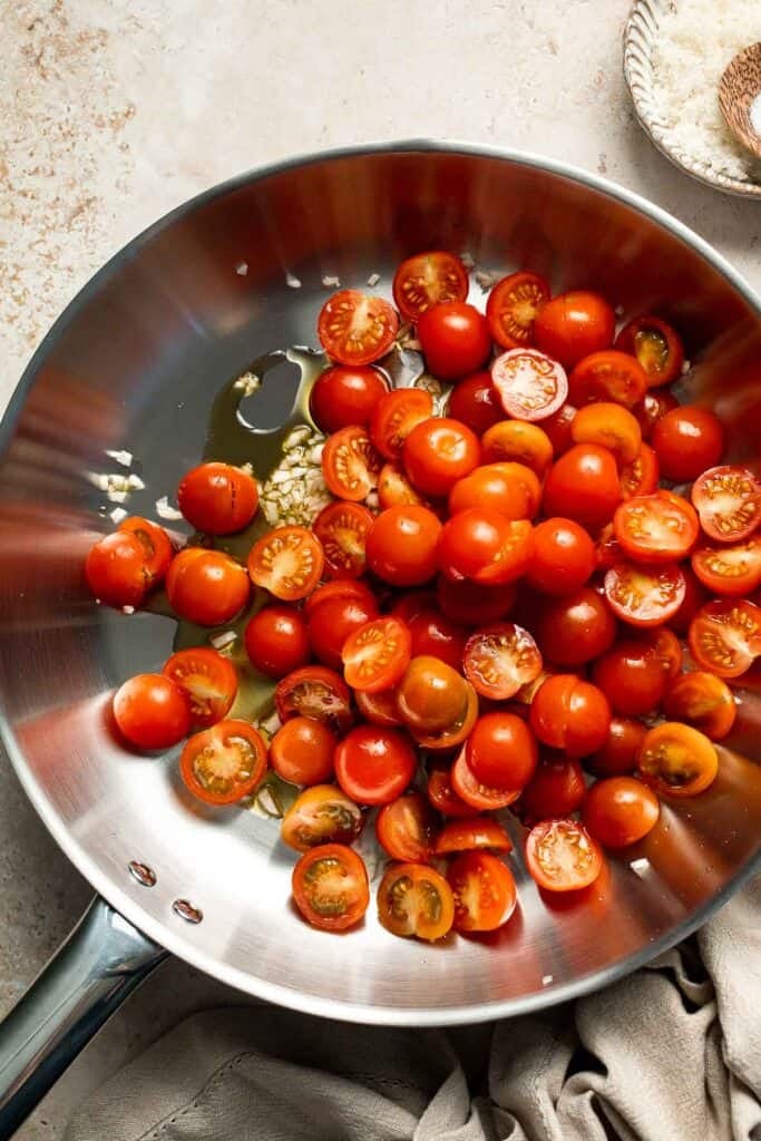 One Pot Pasta with Cherry Tomatoes (Meghan Markle Pasta) is a simple, creamy, and flavorful dish made in one pan for maximum flavor and minimal cleanup. | aheadofthyme.com