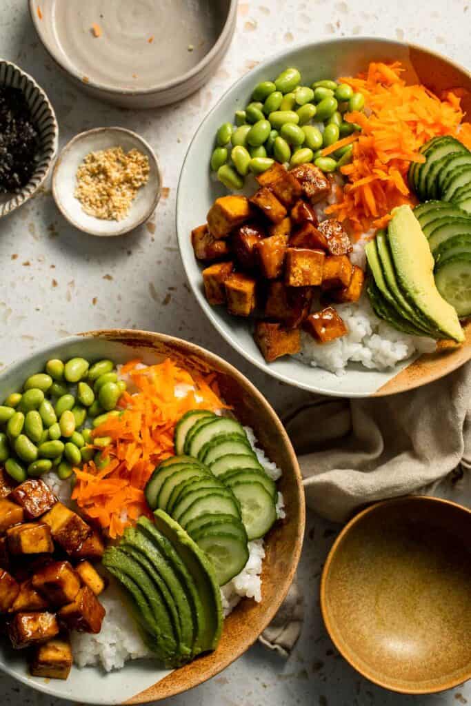 This easy Sushi Bowl recipe is fresh, flavorful, and packed with sushi-inspired ingredients — no rolling required. It's sushi in a simplified form! | aheadofthyme.com