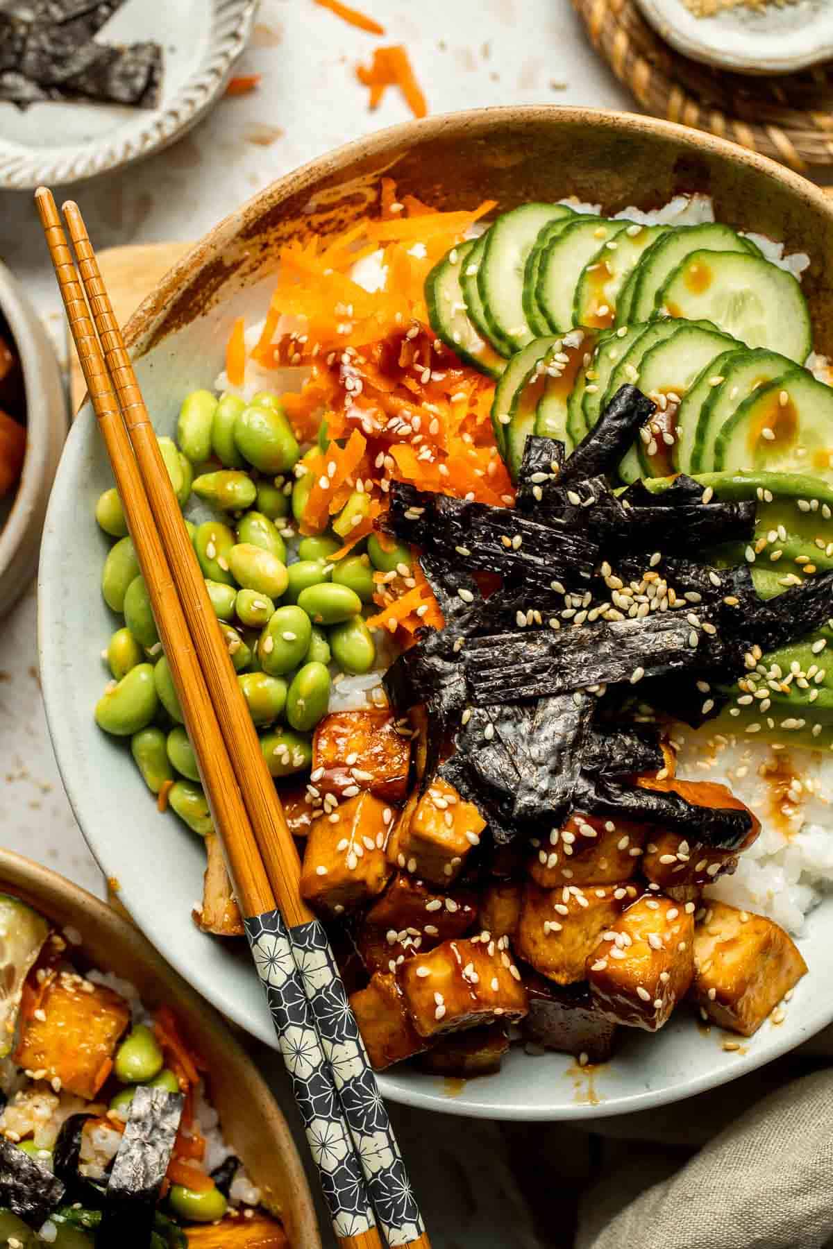 This easy Sushi Bowl recipe is fresh, flavorful, and packed with sushi-inspired ingredients — no rolling required. It's sushi in a simplified form! | aheadofthyme.com