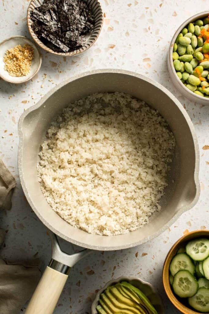 This easy Sushi Bowl recipe is fresh, flavorful, and packed with sushi-inspired ingredients — no rolling required. It's sushi in a simplified form! | aheadofthyme.com