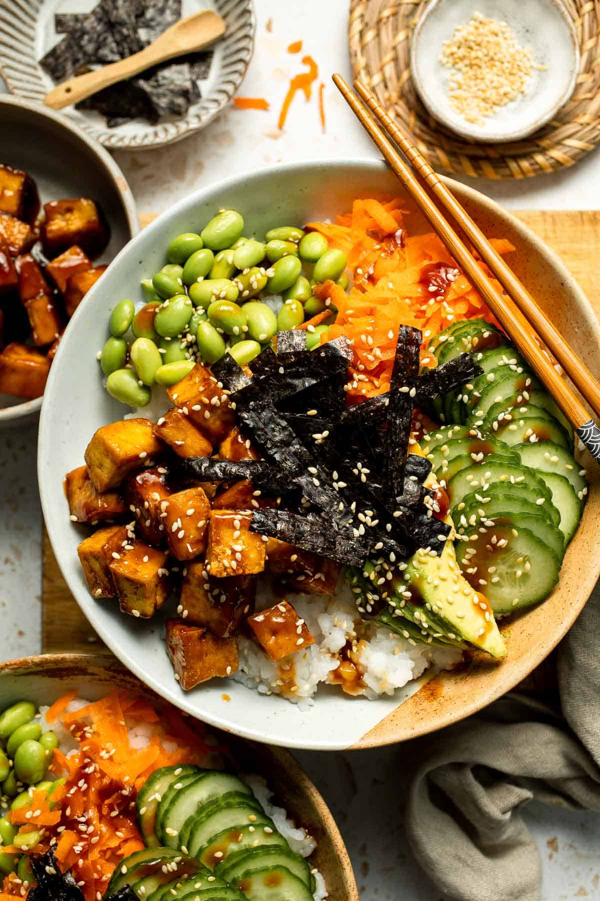 This easy Sushi Bowl recipe is fresh, flavorful, and packed with sushi-inspired ingredients — no rolling required. It's sushi in a simplified form! | aheadofthyme.com