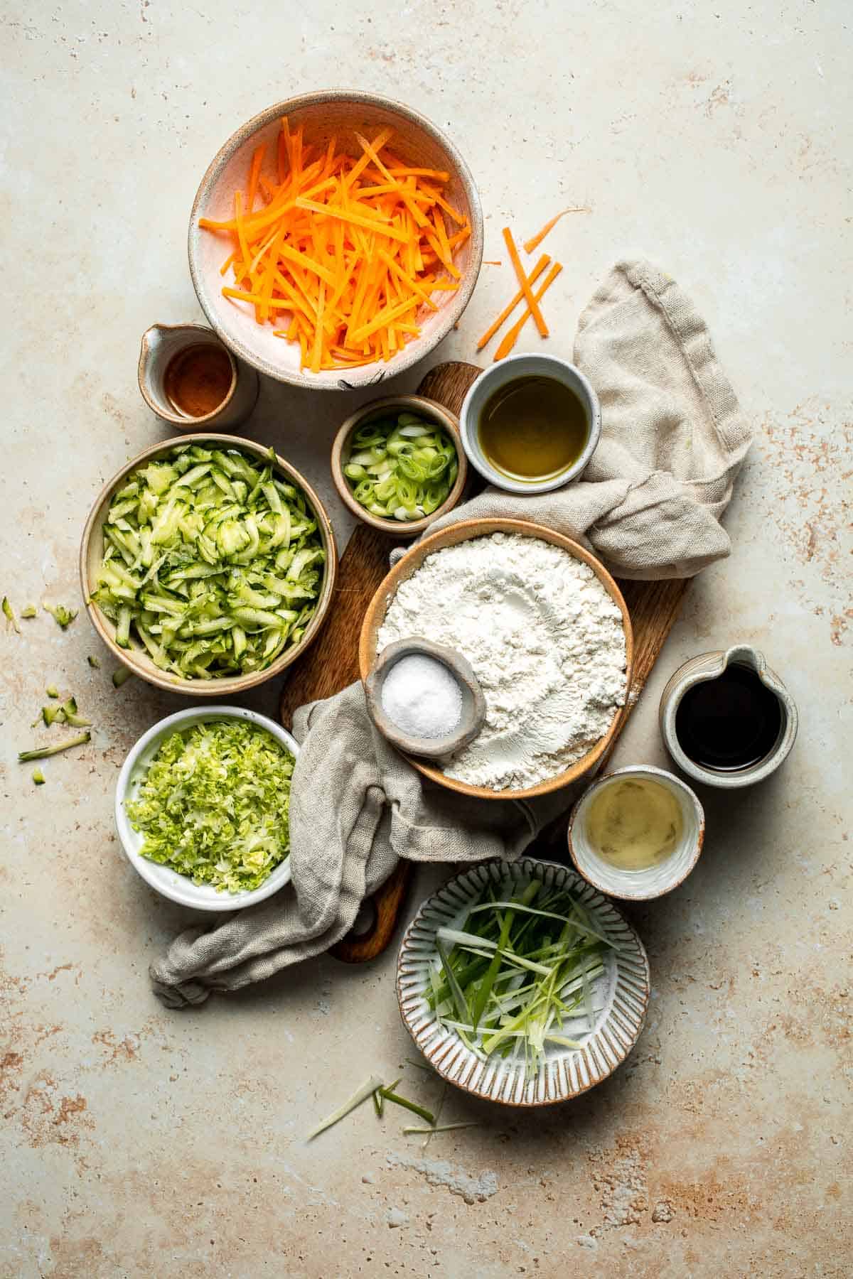 Crispy Korean Vegetable Pancakes (Yachaejeon) are quick, golden, and packed with colorful veggies. Serve with dipping sauce for a delicious snack or meal. | aheadofthyme.com