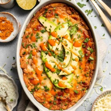 This Hot Bean Dip with Cream Cheese is warm, creamy, and loaded with bold flavor — an easy, crowd-pleasing party appetizer everyone will love. | aheadofthyme.com