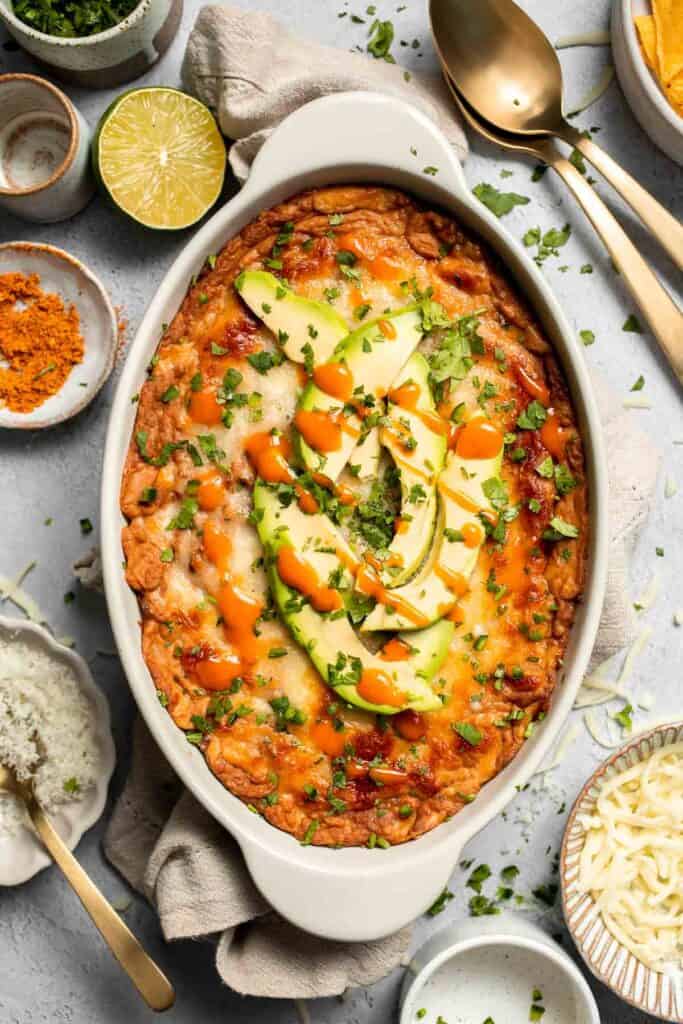 This Hot Bean Dip with Cream Cheese is warm, creamy, and loaded with bold flavor — an easy, crowd-pleasing party appetizer everyone will love. | aheadofthyme.com