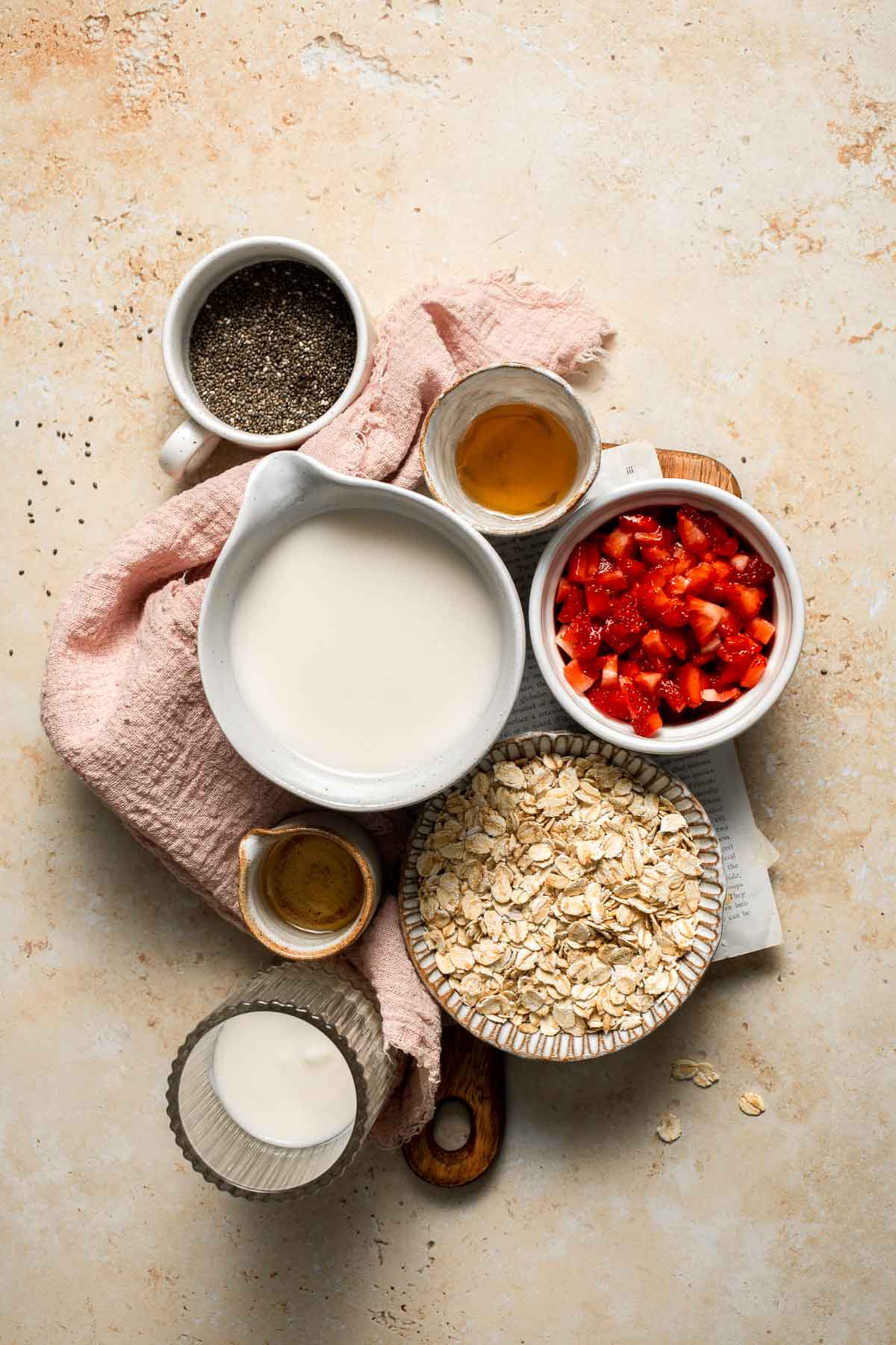 Strawberry Overnight Oats are a healthy, make-ahead breakfast with rolled oats, Greek yogurt, and fresh strawberries. Perfect for busy mornings! | aheadofthyme.com