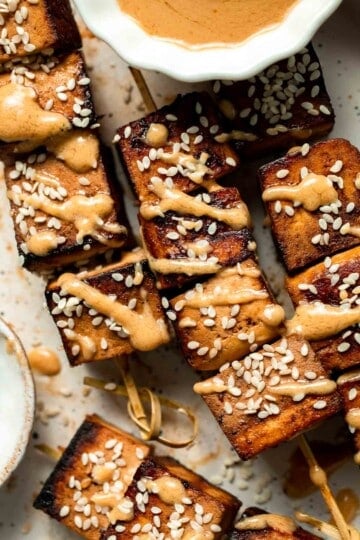Looking for a delicious and protein-packed vegan meal? Try these grilled tofu skewers, perfect for a summer BBQ or any time of year. | aheadofthyme.com