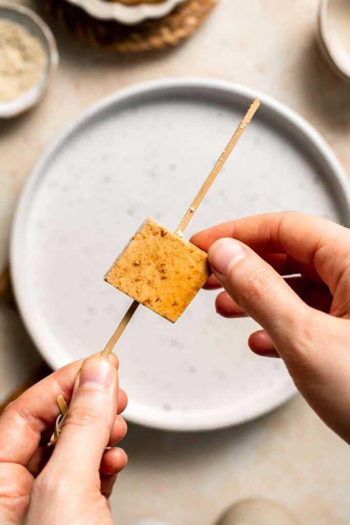 Looking for a delicious and protein-packed vegan meal? Try these grilled tofu skewers, perfect for a summer BBQ or any time of year. | aheadofthyme.com