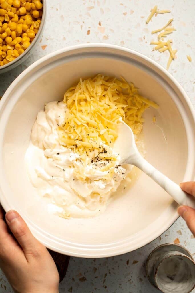 This creamy Mexican Street Corn Dip (Elote Dip) is packed with bold, tangy flavor and ready in just 25 minutes. Perfect for parties! | aheadofthyme.com