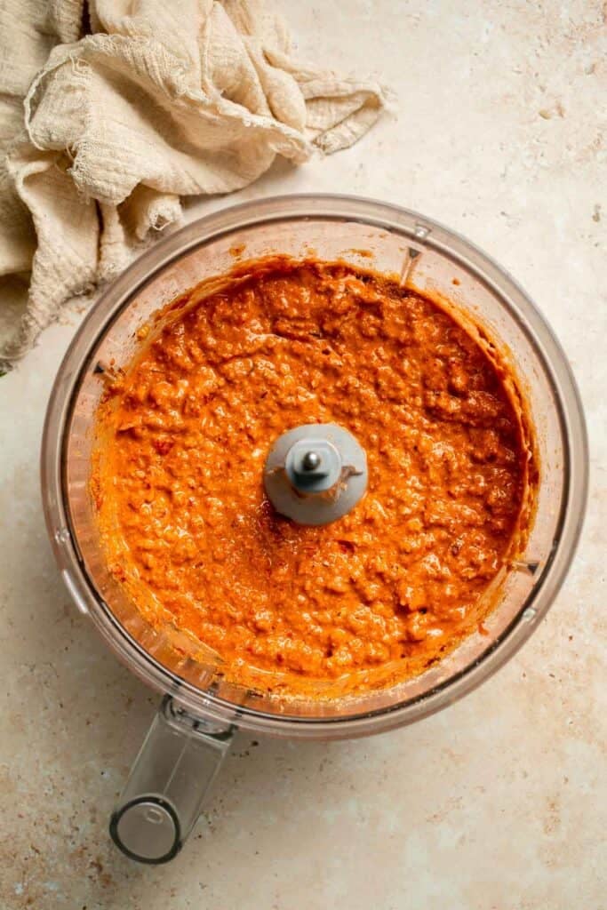 Muhammara is a delicious Middle Eastern dip made with roasted red peppers, walnuts, and spices. Perfect for dipping or spreading on sandwiches. | aheadofthyme.com