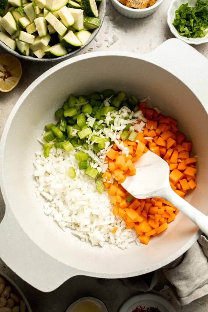 This Creamy Zucchini Soup is made without using cream (using secret ingredient white beans!). It's smooth, healthy, flavorful, vegan, and dairy-free. | aheadofthyme.com
