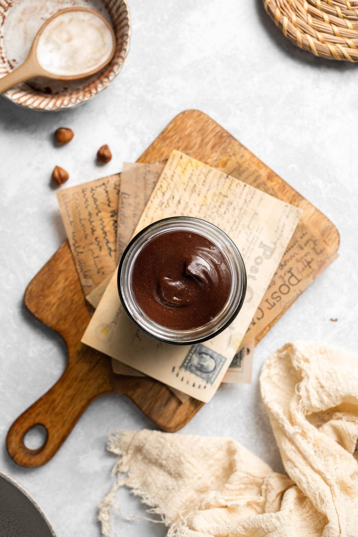 Skip the store-bought version and make your own homemade Nutella with this easy recipe. A chocolate hazelnut spread that is creamy, quick, and ready in 20! | aheadofthyme.com