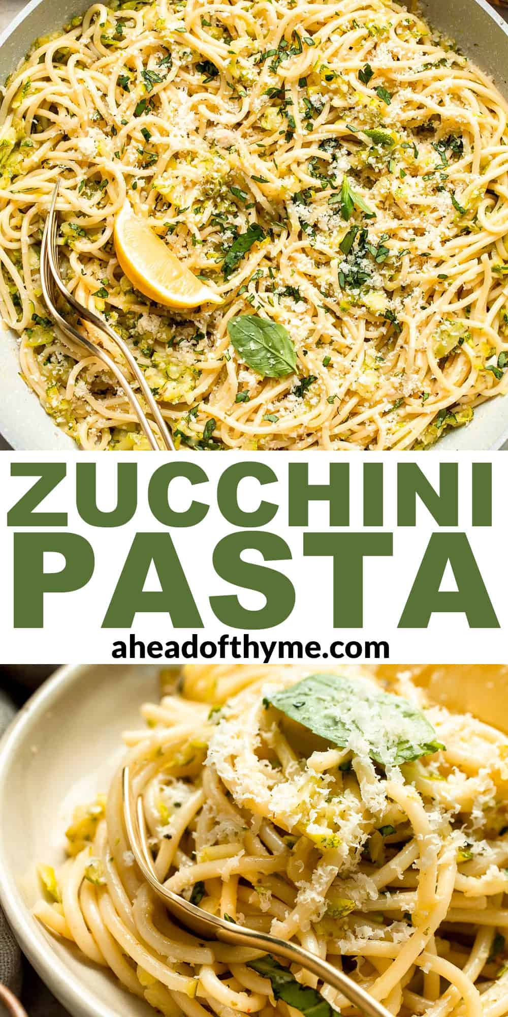 Fresh and vibrant, this Lemon Zucchini Pasta with garlic, basil, and Pecorino Romano is ready in 20 minutes for a light, flavorful dinner this summer. | aheadofthyme.com