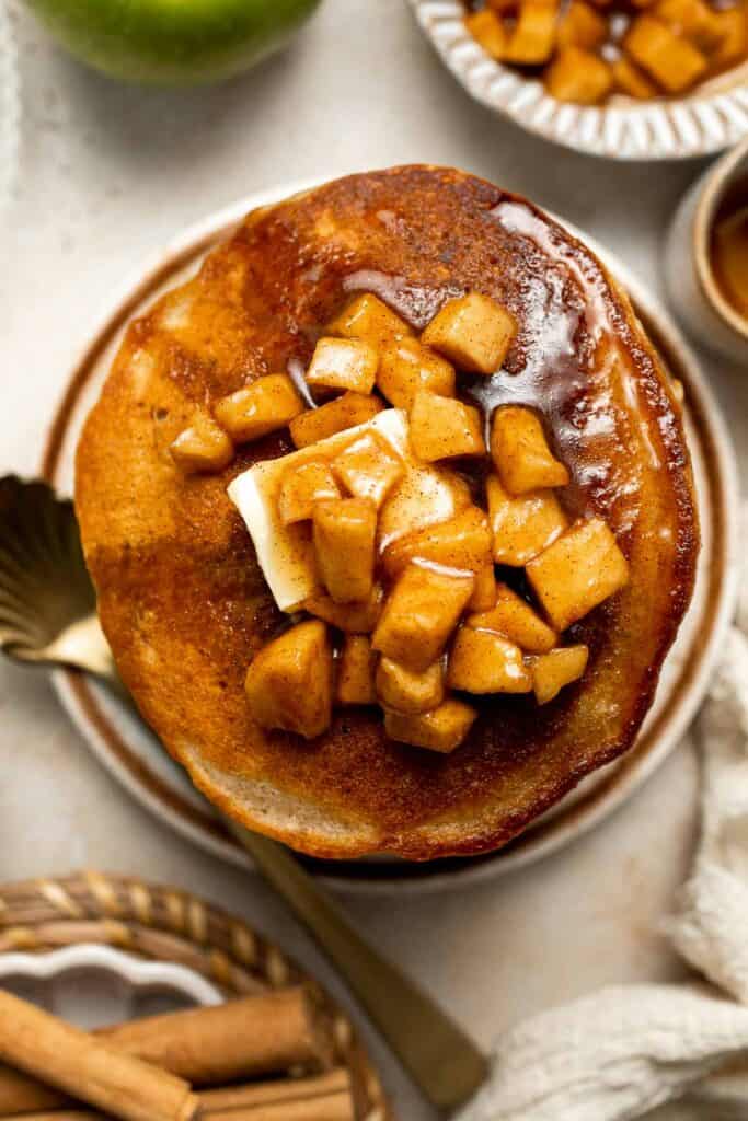 Add a touch of sweetness to your breakfast or dessert with this easy caramelized apple topping recipe. Perfect for pancakes, waffles, ice cream, and more! | aheadofthyme.com