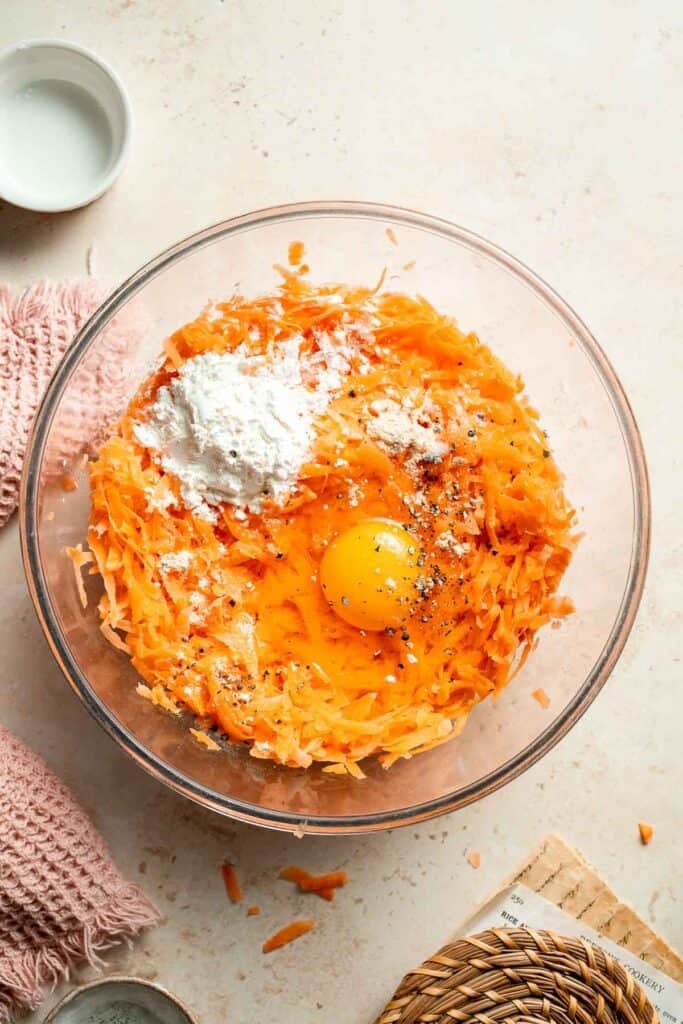 Crispy Sweet Potato Hash Browns are a quick, easy, and healthy breakfast side. Golden brown edges with tender, flavorful centers every time! | aheadofthyme.com