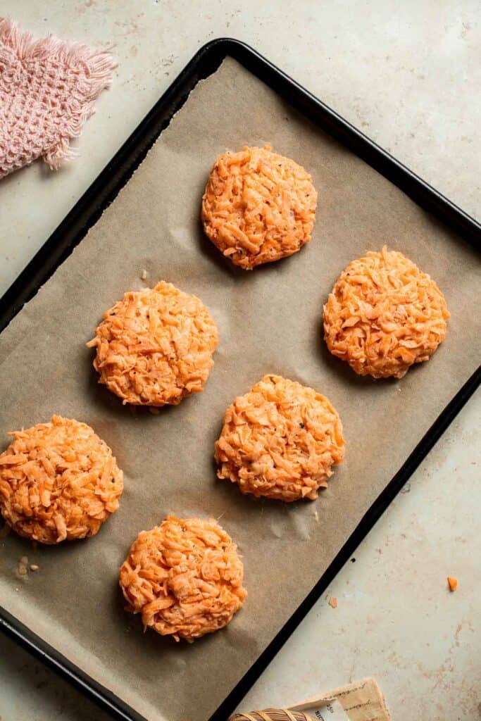 Crispy Sweet Potato Hash Browns are a quick, easy, and healthy breakfast side. Golden brown edges with tender, flavorful centers every time! | aheadofthyme.com