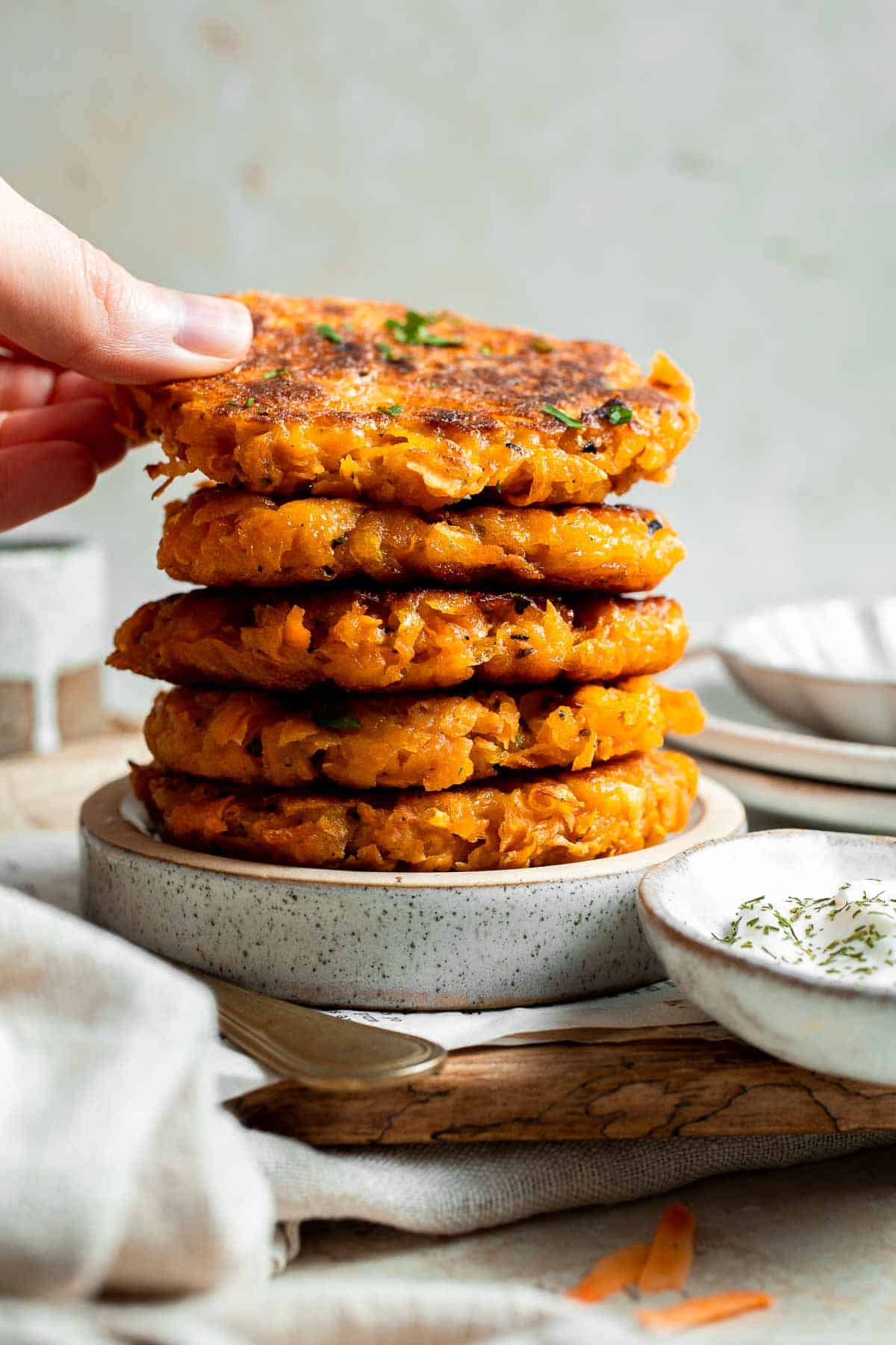Crispy Sweet Potato Hash Browns are a quick, easy, and healthy breakfast side. Golden brown edges with tender, flavorful centers every time! | aheadofthyme.com