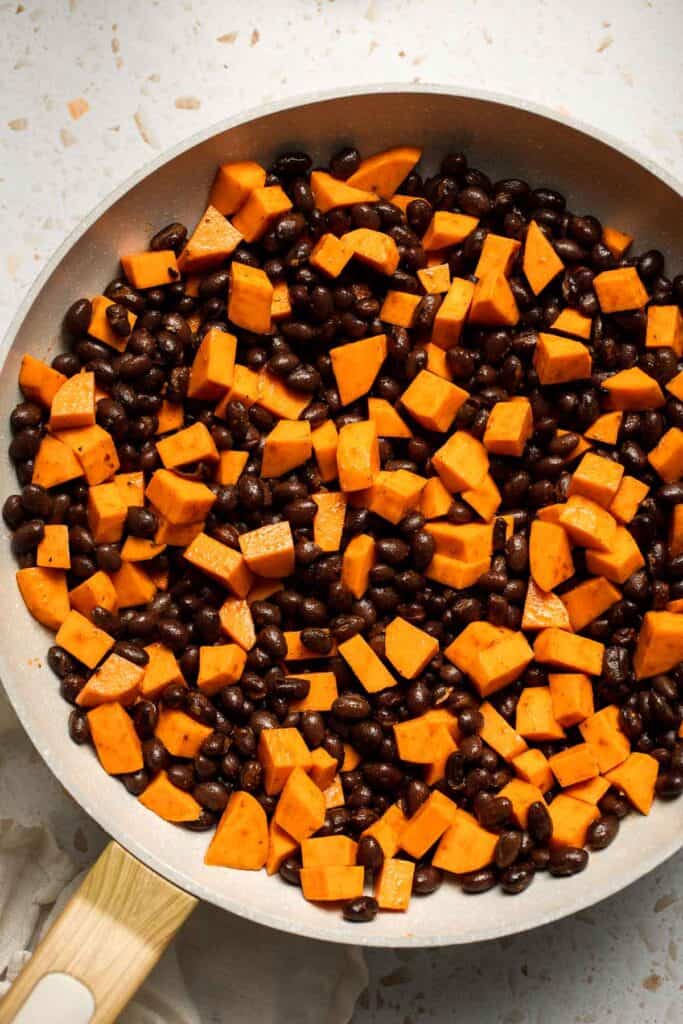 Spice up taco night with these delicious Sweet Potato and Black Bean Tacos. A quick and healthy vegetarian dinner ready in under 30 minutes. | aheadofthyme.com
