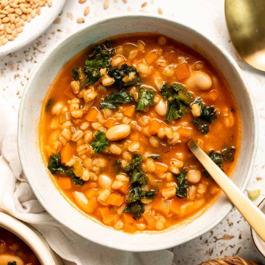 Old Fashioned Vegetable Barley Soup is hearty, healthy, and easy to make. A comforting one-pot classic packed with nutritious veggies and pearl barley. | aheadofthyme.com