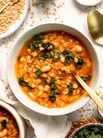 Old Fashioned Vegetable Barley Soup is hearty, healthy, and easy to make. A comforting one-pot classic packed with nutritious veggies and pearl barley. | aheadofthyme.com
