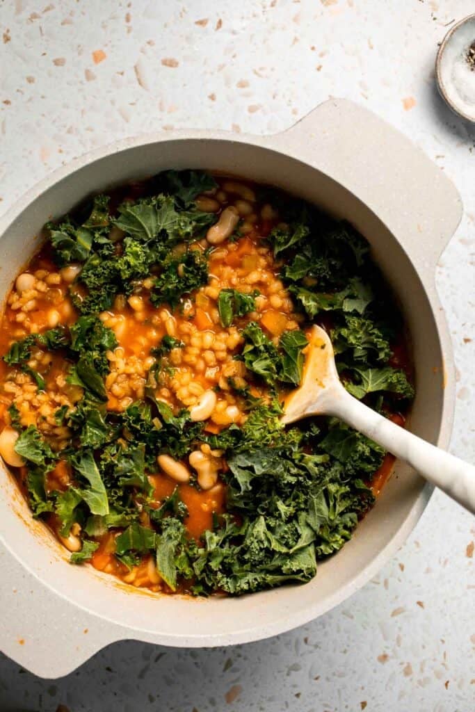 Old Fashioned Vegetable Barley Soup is hearty, healthy, and easy to make. A comforting one-pot classic packed with nutritious veggies and pearl barley. | aheadofthyme.com