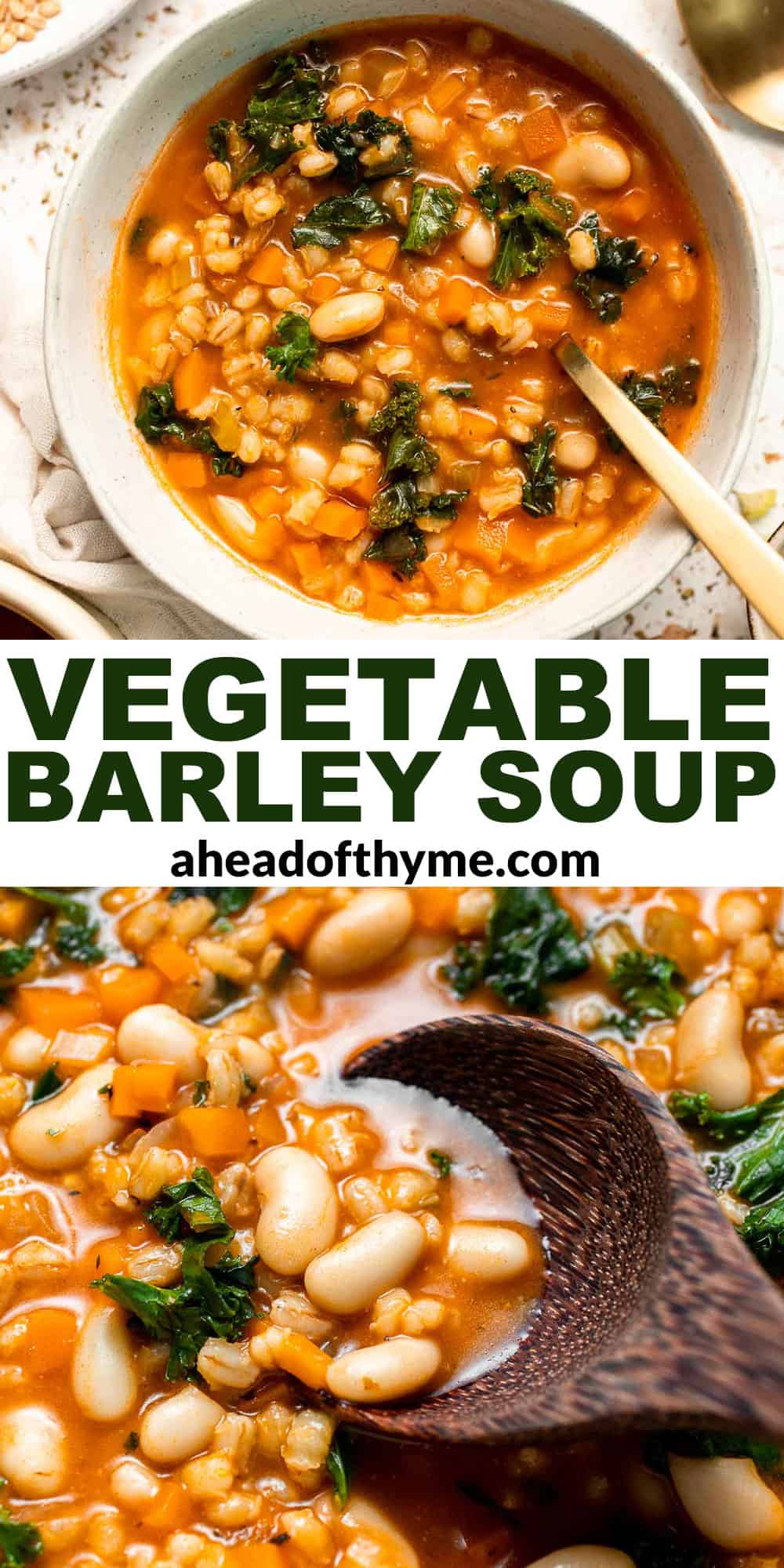 Old Fashioned Vegetable Barley Soup is hearty, healthy, and easy to make. A comforting one-pot classic packed with nutritious veggies and pearl barley. | aheadofthyme.com