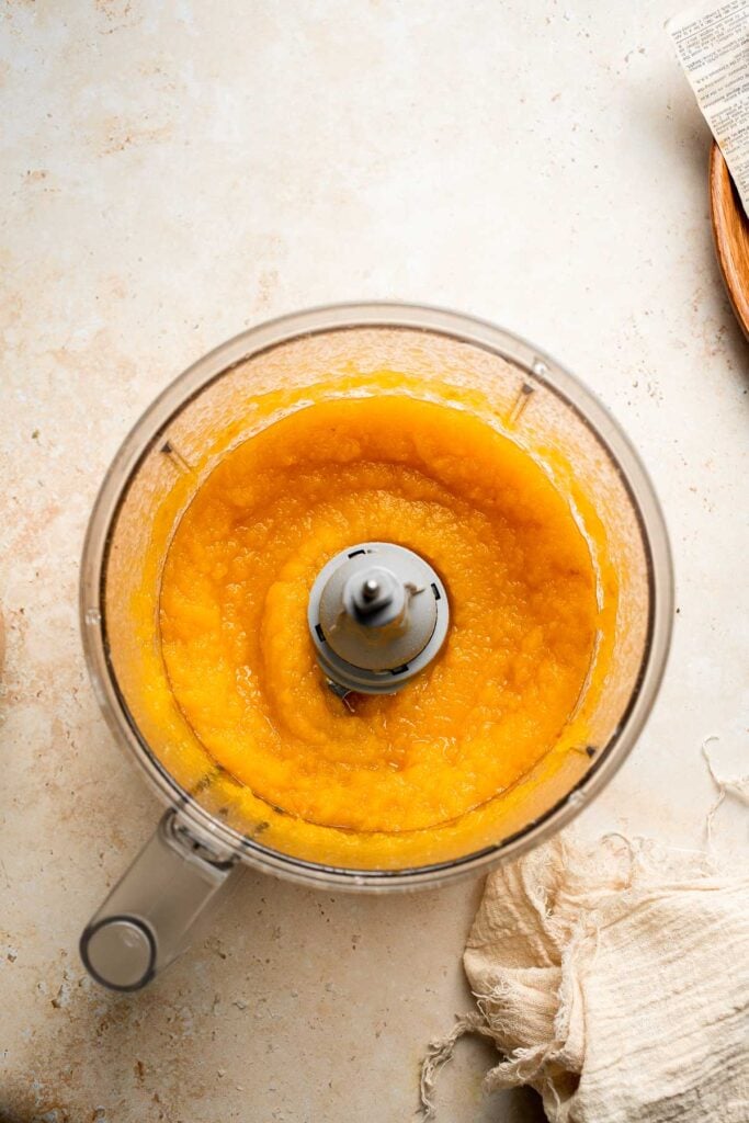 Learn how to make your own homemade pumpkin puree from scratch with this easy recipe. Fresh, creamy, and perfect for all your fall baking needs! | aheadofthyme.com