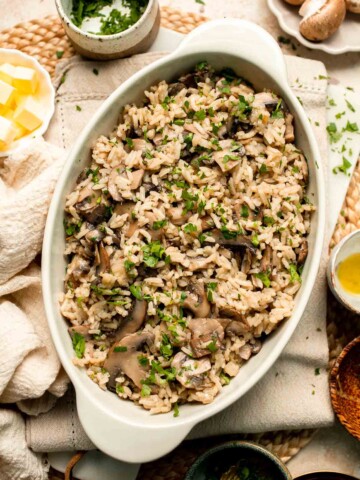 Easy Mushroom Rice is a quick, one-pot side dish packed with buttery rice, golden mushrooms, garlic, and herbs - ready in 30 minutes! | aheadofthyme.com