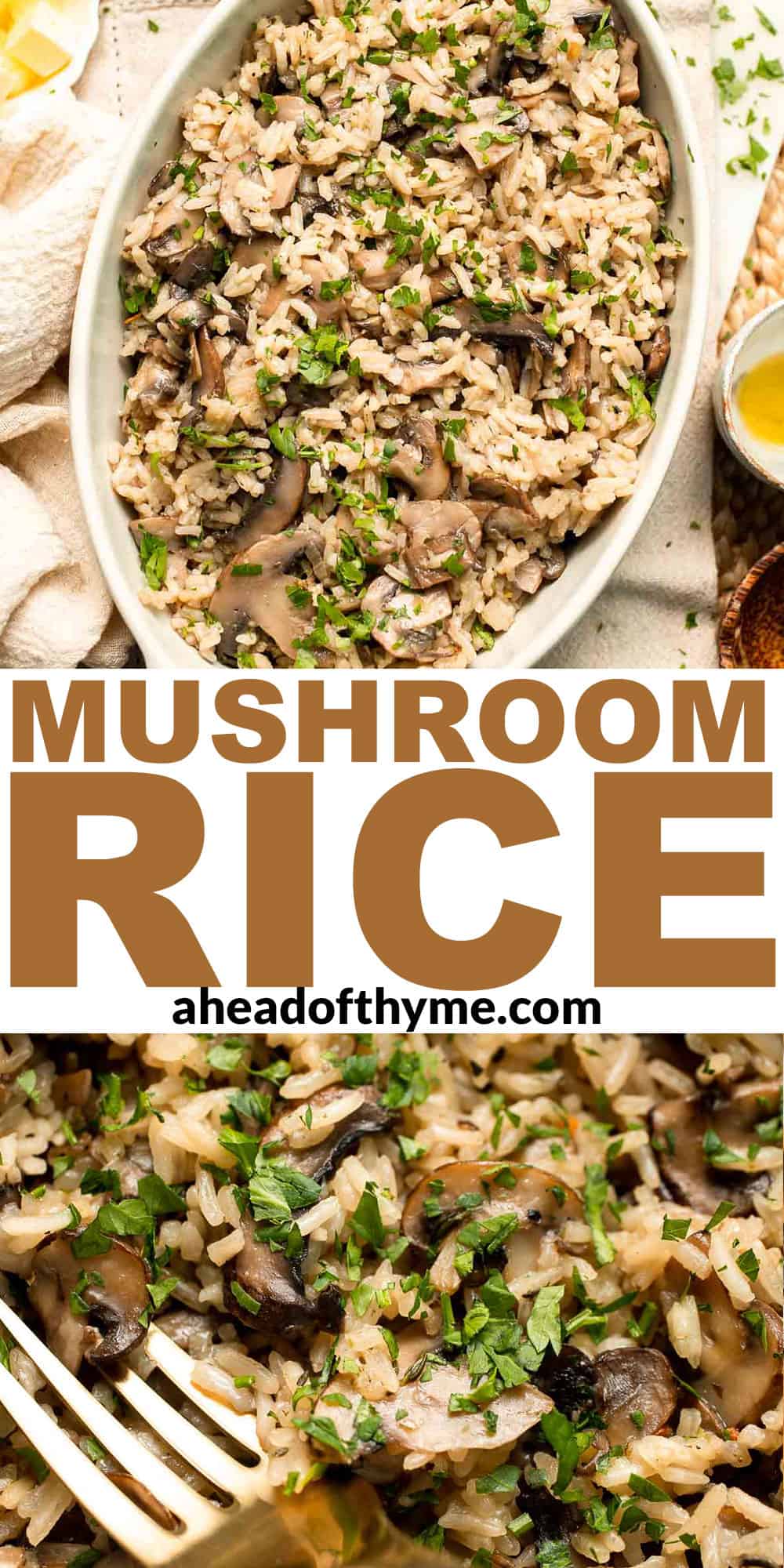 Easy Mushroom Rice is a quick, one-pot side dish packed with buttery rice, golden mushrooms, garlic, and herbs — ready in 30 minutes! | aheadofthyme.com