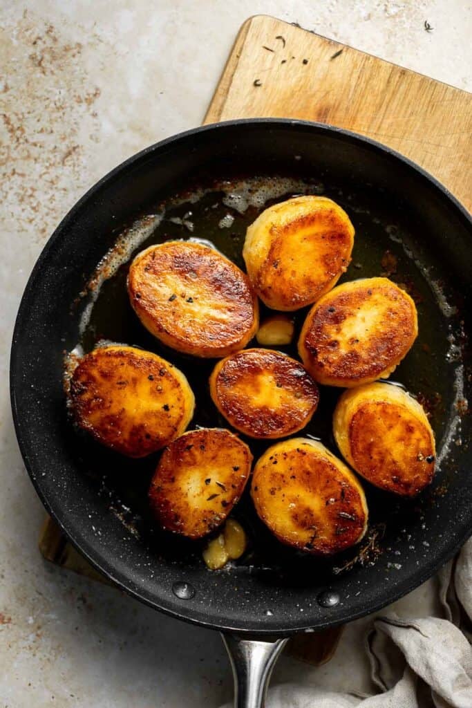 Fondant potatoes, or melting potatoes, are crispy outside and creamy inside. An elegant French side dish that’s perfect for holidays. | aheadofthyme.com