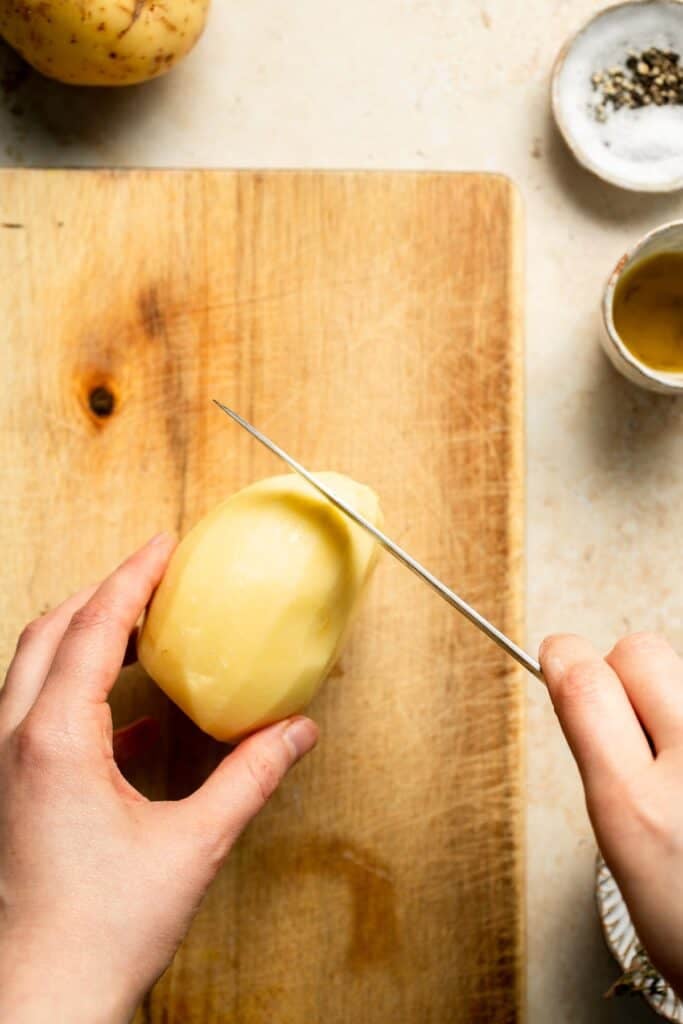 Fondant potatoes, or melting potatoes, are crispy outside and creamy inside. An elegant French side dish that’s perfect for holidays. | aheadofthyme.com