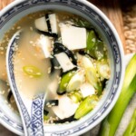 Learn how to make nourishing homemade miso soup with tofu. This traditional Japanese recipe is packed with umami flavor and easy to make in 10 minutes. | aheadofthyme.com