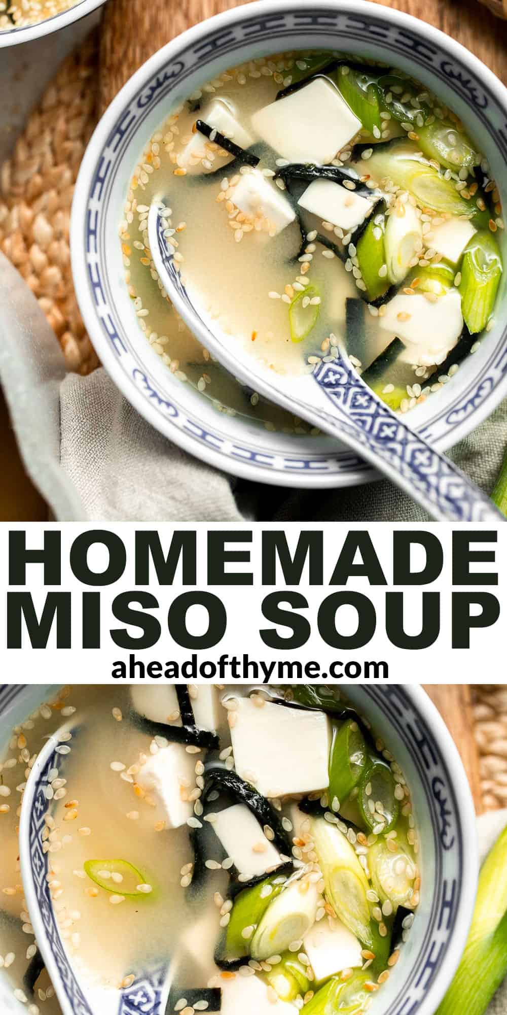 Learn how to make nourishing homemade miso soup with tofu. This traditional Japanese recipe is packed with umami flavor and easy to make in 10 minutes. | aheadofthyme.com