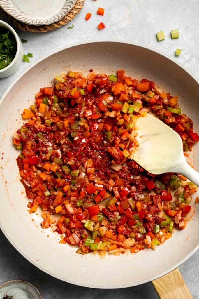 One Pot Vegetarian Jambalaya is a bold, flavorful Cajun rice dish with beans and veggies that's hearty, healthy, and easy to make. | aheadofthyme.com