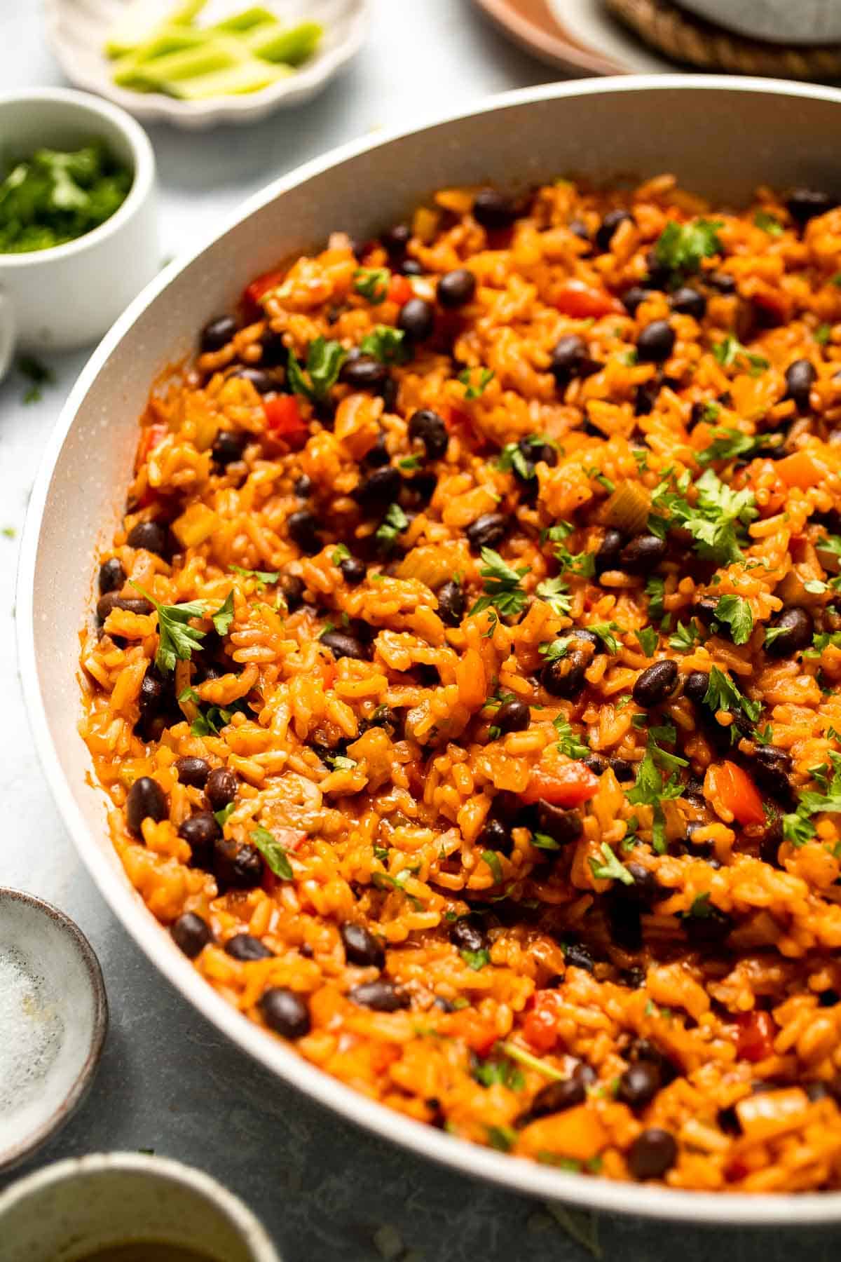 One Pot Vegetarian Jambalaya is a bold, flavorful Cajun rice dish with beans and veggies that's hearty, healthy, and easy to make. | aheadofthyme.com
