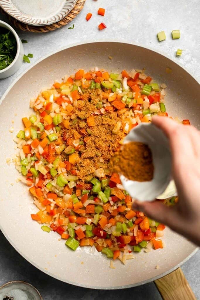 One Pot Vegetarian Jambalaya is a bold, flavorful Cajun rice dish with beans and veggies that's hearty, healthy, and easy to make. | aheadofthyme.com