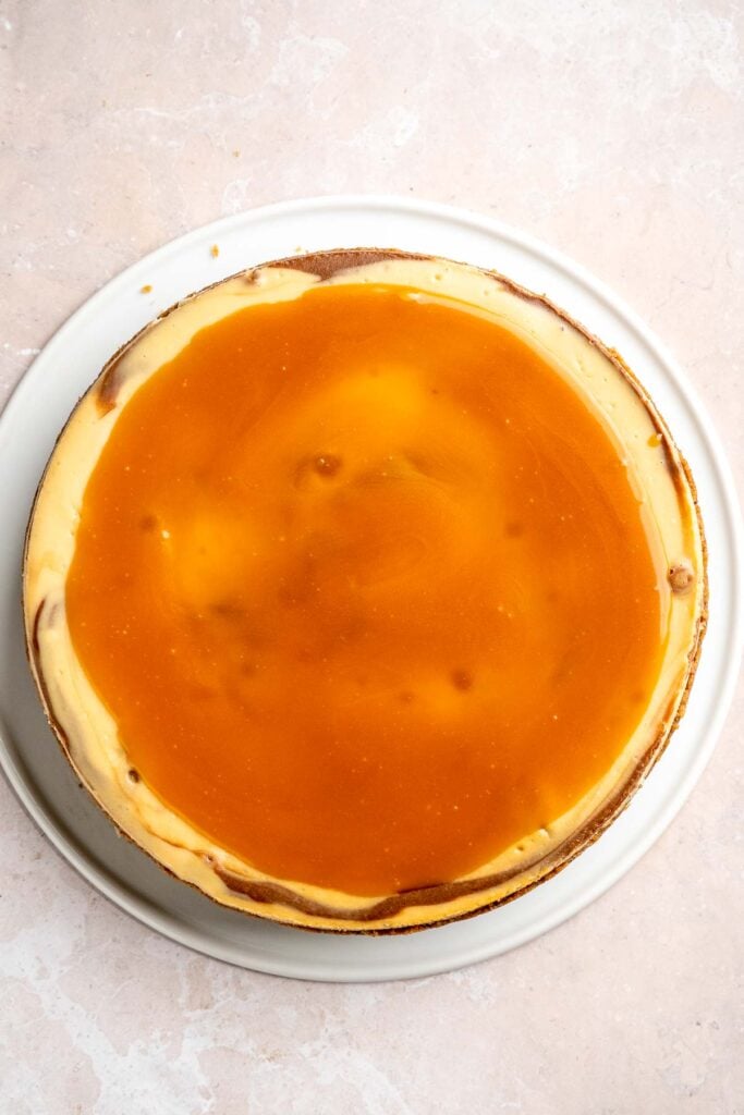 Rich and creamy Turtle Cheesecake with caramel, chocolate, and pecans is a decadent baked dessert with a buttery graham crust and silky filling. | aheadofthyme.com