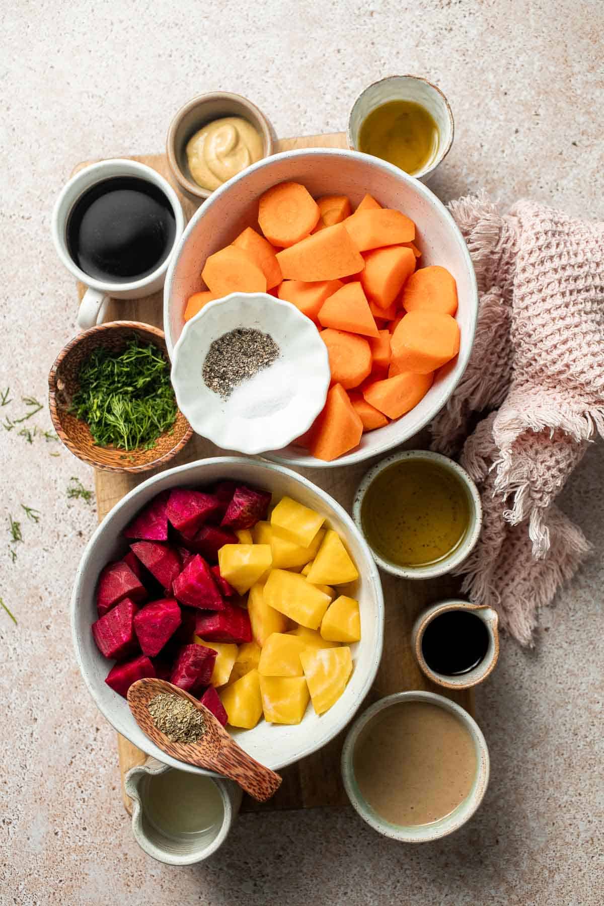 Balsamic Roasted Beets and Carrots are caramelized, sweet, and savory with a glossy glaze. A colorful, healthy side dish with easy air fryer option. | aheadofthyme.com