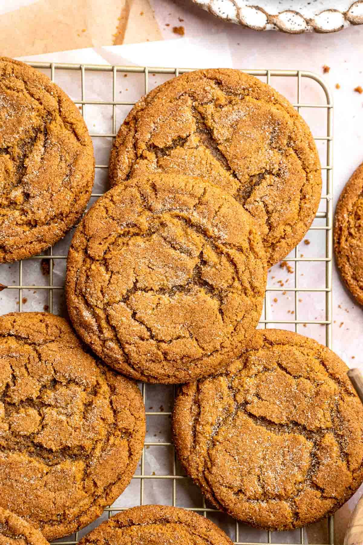 Soft and chewy gingerdoodle cookies, also known as ginger snickerdoodles, rolled in cinnamon ginger sugar with warm spices and molasses. | aheadofthyme.com