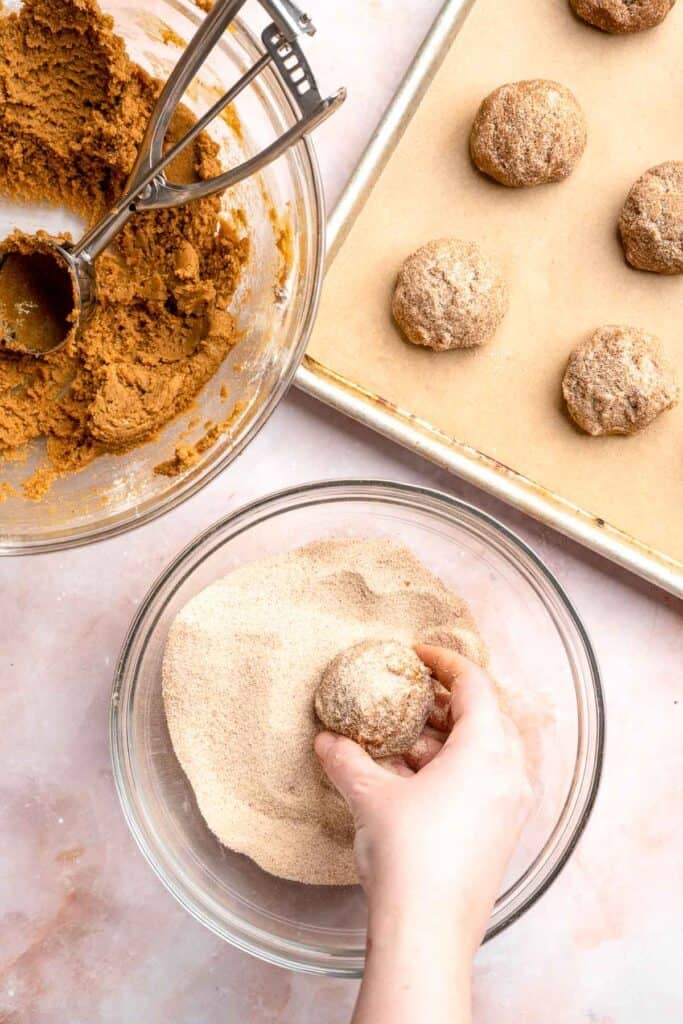 Soft and chewy gingerdoodle cookies, also known as ginger snickerdoodles, rolled in cinnamon ginger sugar with warm spices and molasses. | aheadofthyme.com