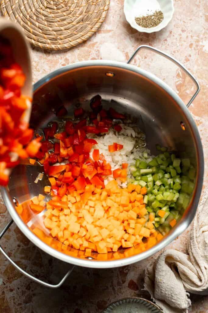Hearty quinoa vegetable soup with tomatoes, beans, and kale. Healthy, cozy, and easy to make in one pot for a nourishing meal. | aheadofthyme.com