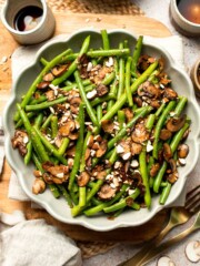 Sautéed Green Beans and Mushrooms are garlicky, buttery, and ready in 25 minutes - a flavorful side dish for any meal. | aheadofthyme.com