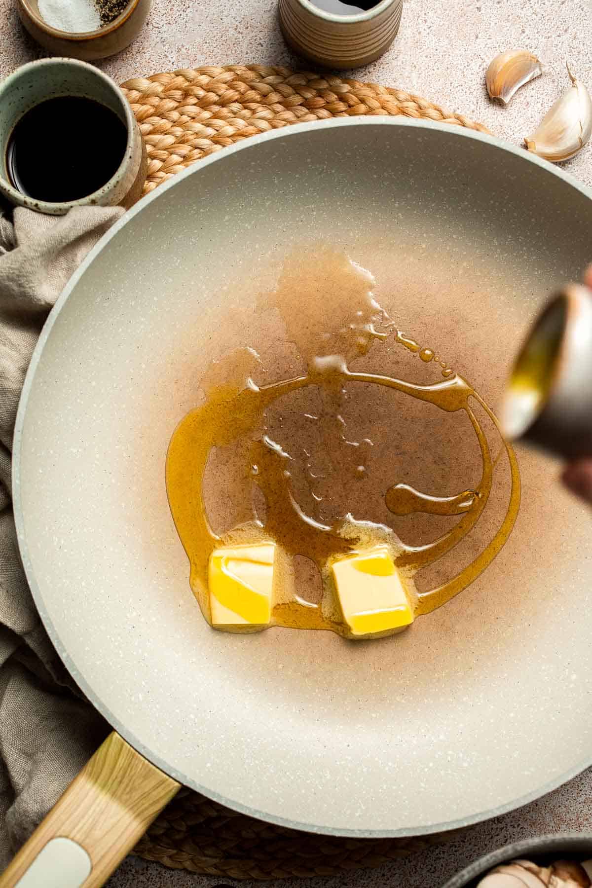 Sautéed Green Beans and Mushrooms are garlicky, buttery, and ready in 25 minutes — a flavorful side dish for any meal. | aheadofthyme.com