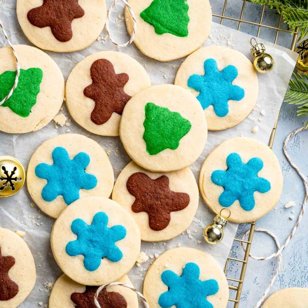 Easy slice and bake Christmas cookies with buttery dough and festive colors, perfect for make ahead holiday baking. | aheadofthyme.com