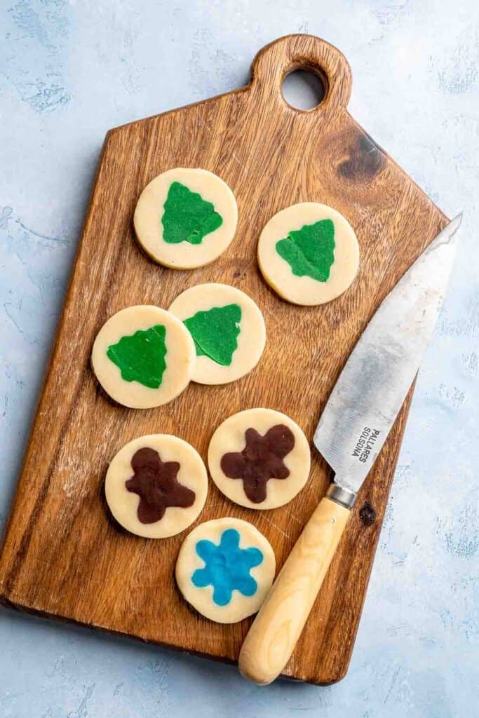 Easy slice and bake Christmas cookies with buttery dough and festive colors, perfect for make ahead holiday baking. | aheadofthyme.com