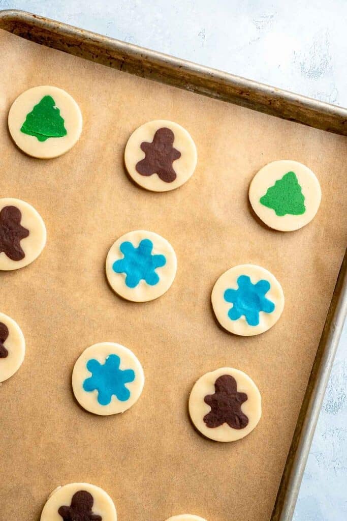 Easy slice and bake Christmas cookies with buttery dough and festive colors, perfect for make ahead holiday baking. | aheadofthyme.com