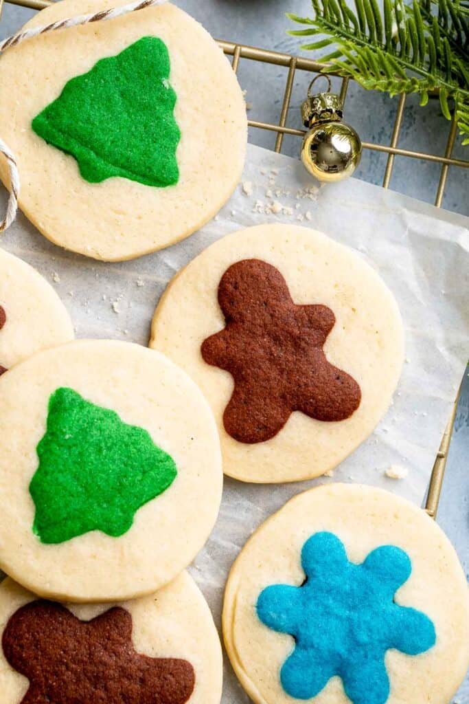 Easy slice and bake Christmas cookies with buttery dough and festive colors, perfect for make ahead holiday baking. | aheadofthyme.com