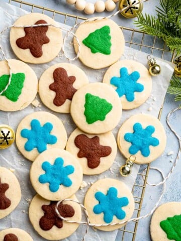 Easy slice and bake Christmas cookies with buttery dough and festive colors, perfect for make ahead holiday baking. | aheadofthyme.com